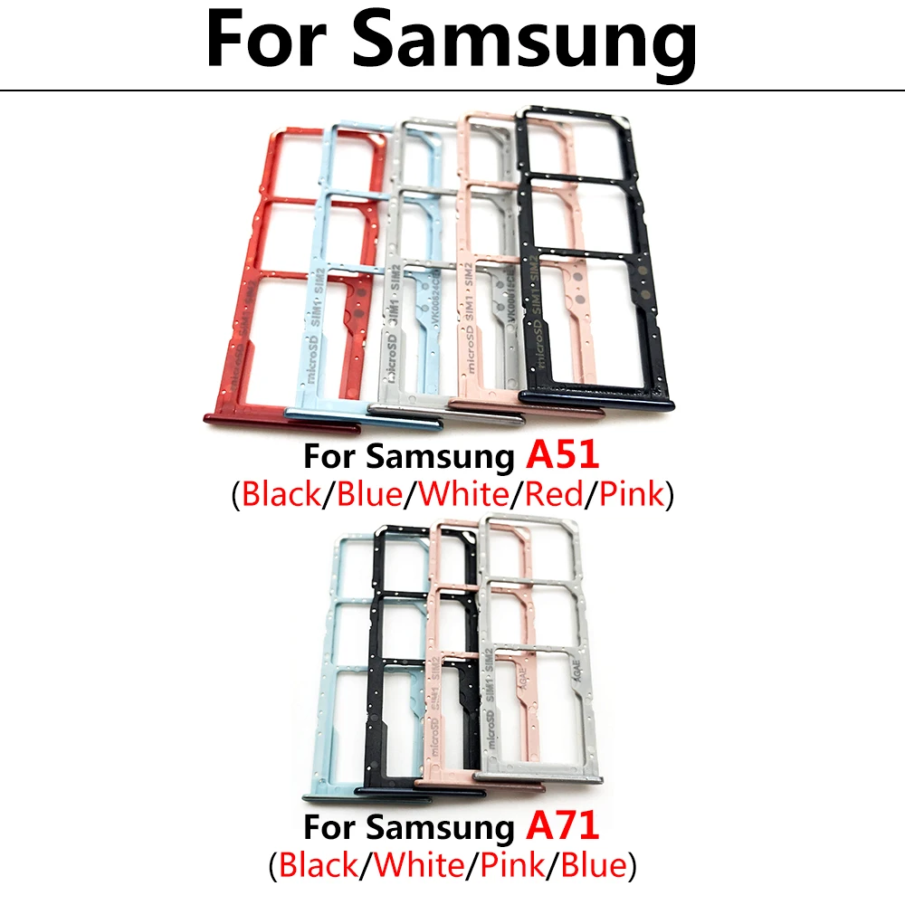 5Pcs/Lot，NEW For Samsung A12 A31 A51 A71 Repair SIM Card Tray chip Slot Holder Replacement Part Dual Card + Pin