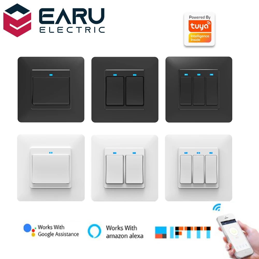 1 2 3 GANG AC100-240V 10A WiFi Smart Timer Light Wall Switch Push Button Switch Smart Life Tuya Remote Control Alexa Google Home