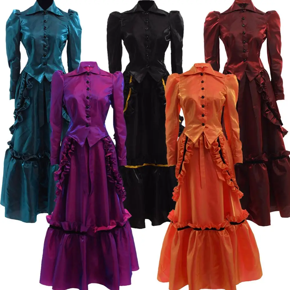 Women Gothic Victorian Vampire Lolita Ball Gown Steampunk Retro Industrial Age Dress