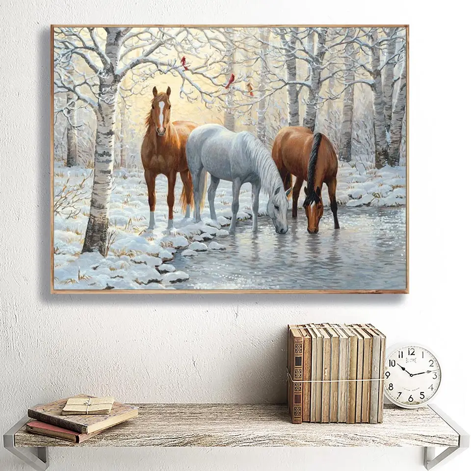 5D Diy Diamond Painting Horse Cross stitch Full Drill Square Diamond Embroidery Animals Mosaic Art Picture of Rhinestones Decor