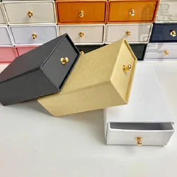 Caja de embalaje de joyería, embalaje de papel Kraft, blanco, negro y marrón, cajas de exhibición de regalo a granel, bolsa, caja de collar y pulsera, 12 Uds.