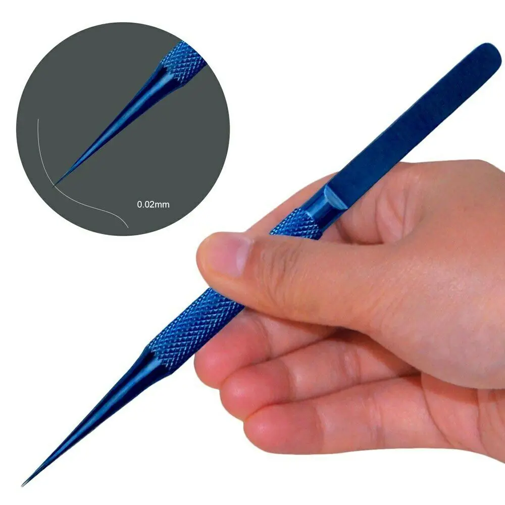 1Pcs Titanium alloy tweezers tool 0.15mm edge precision fingerprint tweezers