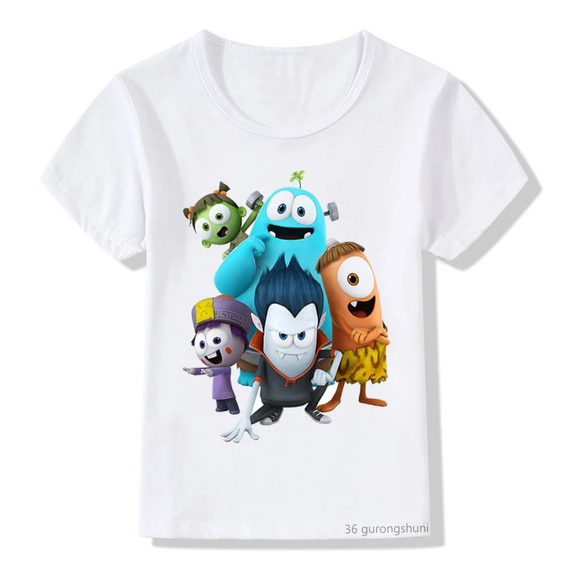 Camisetas divertidas de Onekiz The Spookiz Show, camisetas con estampado de dibujos animados familiares para niños, ropa para niños, camisetas de verano, nuevas