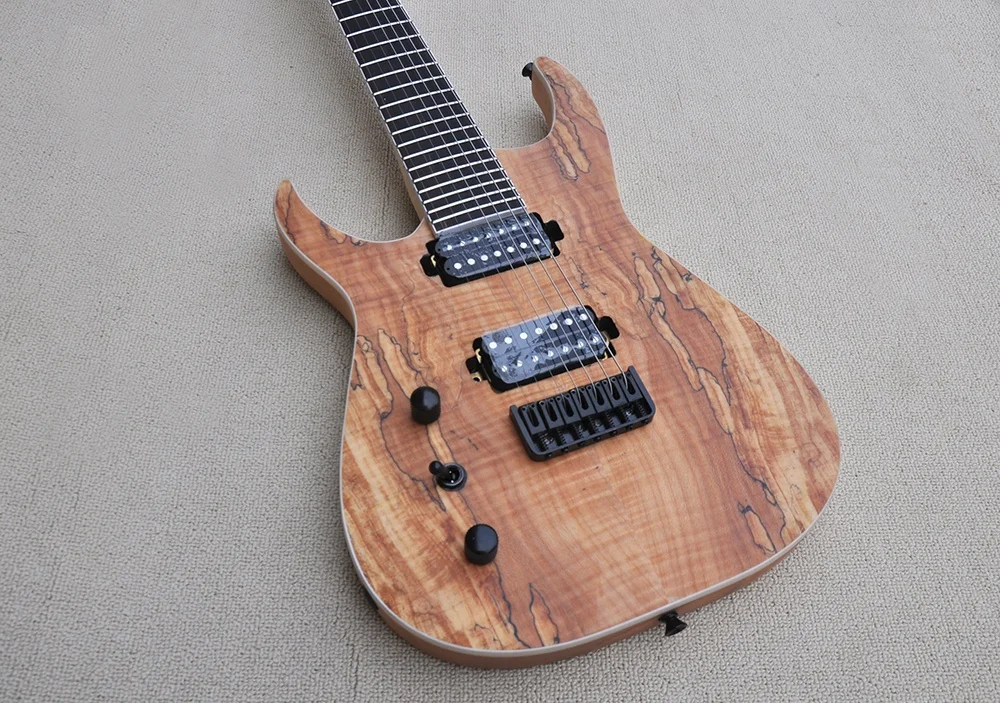 Left Hand Natural Wood Color 7 Strings Electric Guitar with Ash Body,Rosewood Fretboard