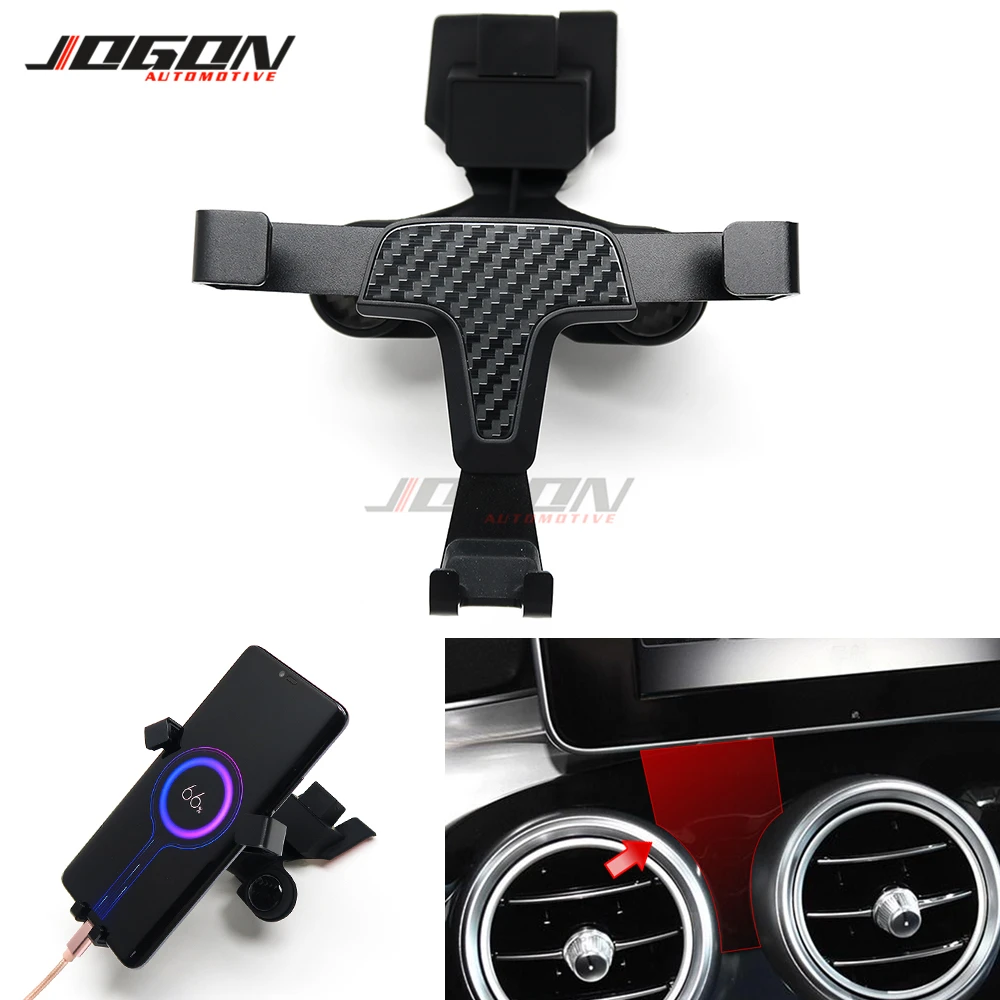 

Carbon Fiber Look Gravity Cell Phone Holder Air Vent GPS Mount Stand For Mercedes Benz GLC Class X253 GLC250 GLC300 2016-2019