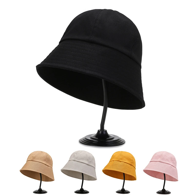 Summer Spring Black Women Bucket Hat Men Hip Hop Casual Solid Color Panama Cap Outdoor Beach Visor Sun Hats Lady Fisherman Cap