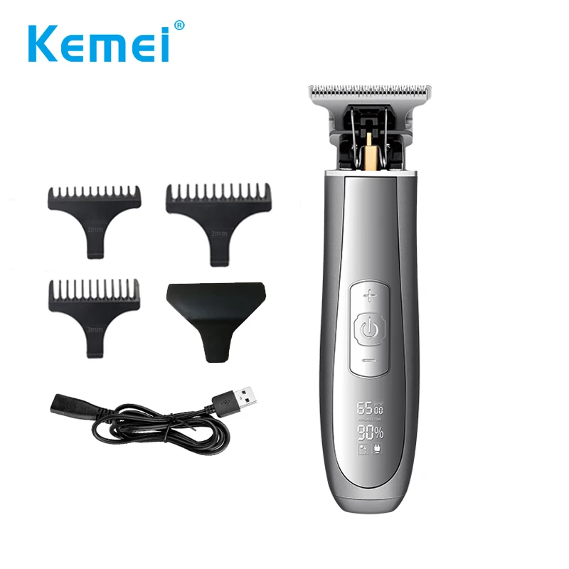 kemei-aparador-de-cabelo-eletrico-10w-poderoso-lcd-cortador-de-cabelo-0mm-recarregavel-velocidade-ajustavel-para-barbearia