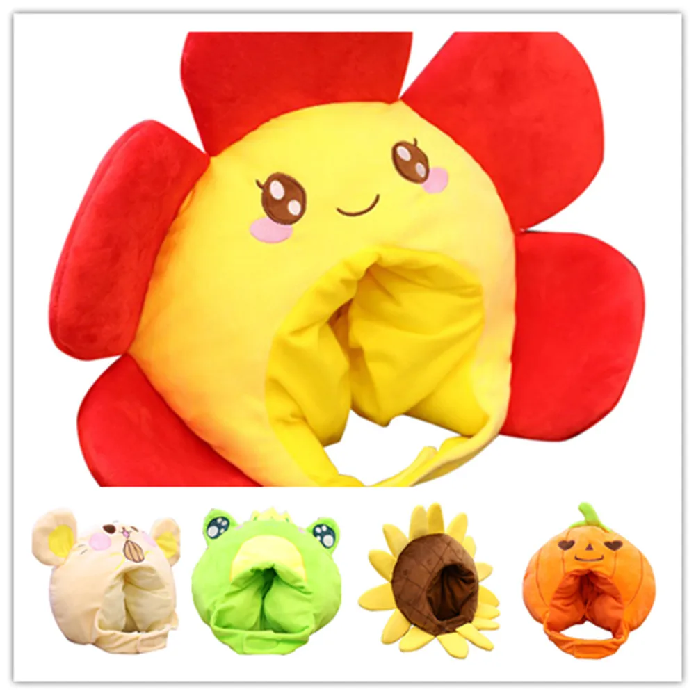 

Plush Cosplay Hat Cartoon Frog Pumpkin Shark Hamster Sunflower Hat Headwear Fancy Cap Gift