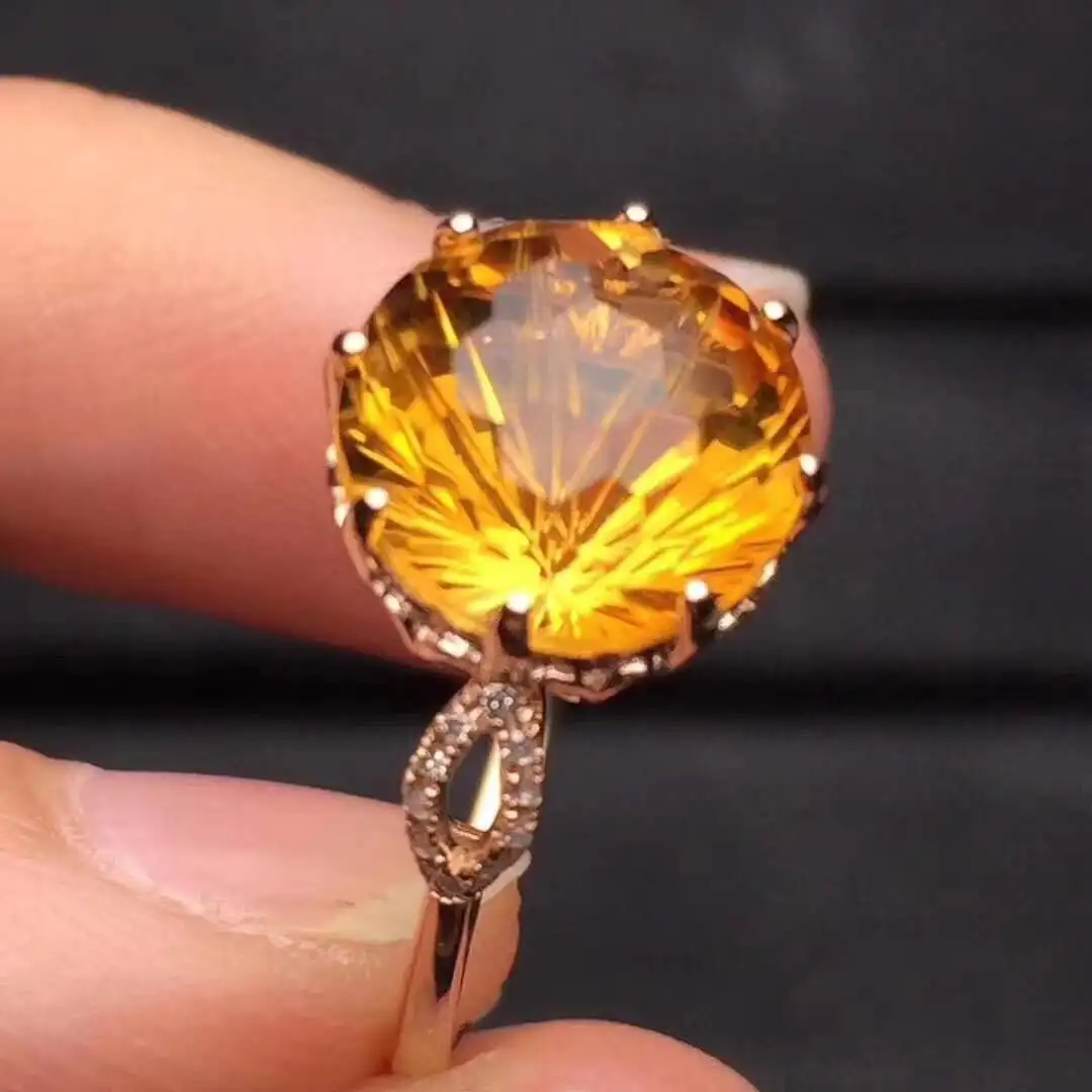 

Natural And Real Citrine Gemstone Rings For Women Real 925 Sterling Silver Jewelry Ring Wedding Anniversary Paty Gift Wholesale