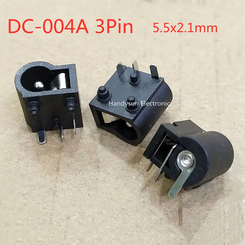 DC-004A DC Power Socket Female Connector 5.5x2.1mm 3Pin Iron Pin Direct Plug With Post Plug Plate Panel Mount Connector Adapter