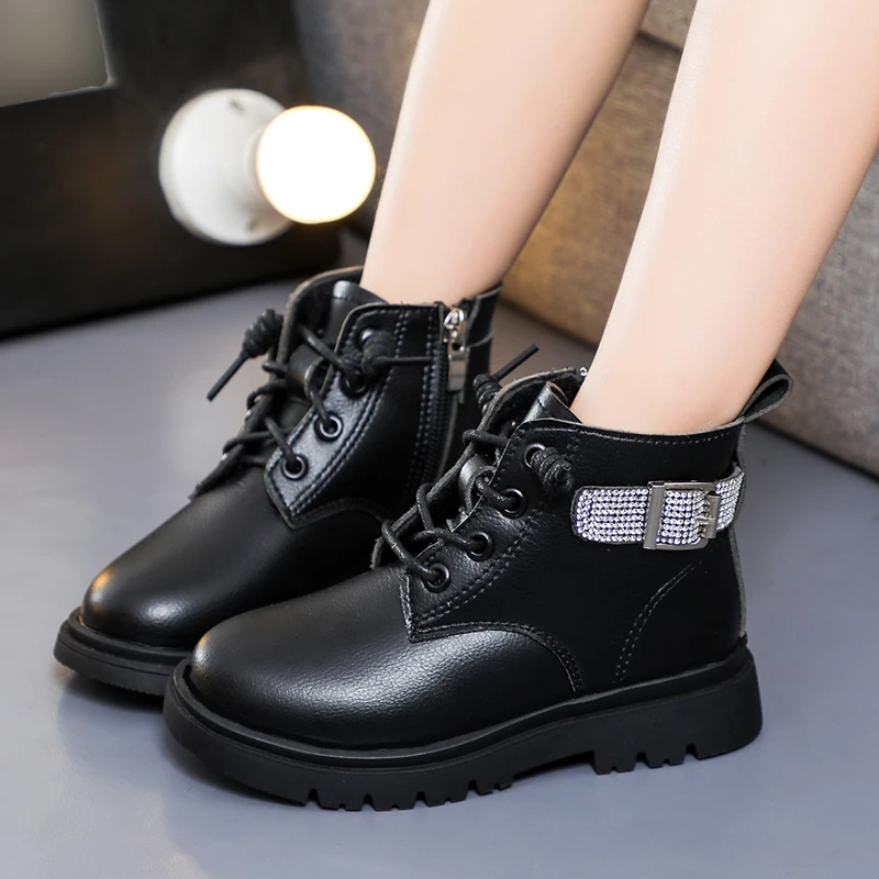 2021 Kids Martin Boots Boys Platform Shoes Winter Leather Children Boots Fashion Girls Warm Plush Kids Snow Botas De Mujer