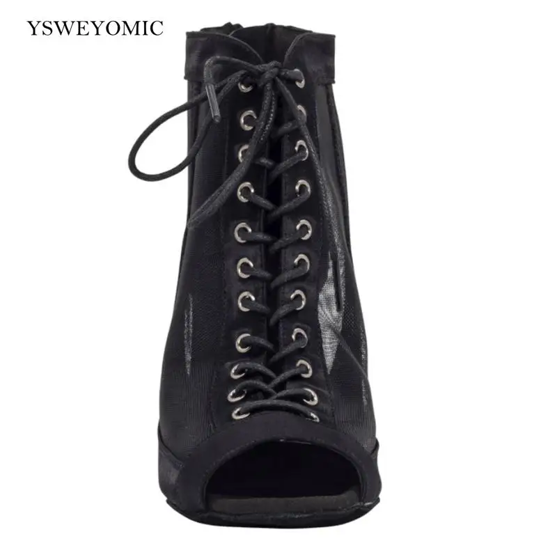 New Arrival Ankle Dance Boot Black Color Customize Color Heels 7cm Bachata Latin Salsa Trainning Dance Shoes Latin Women