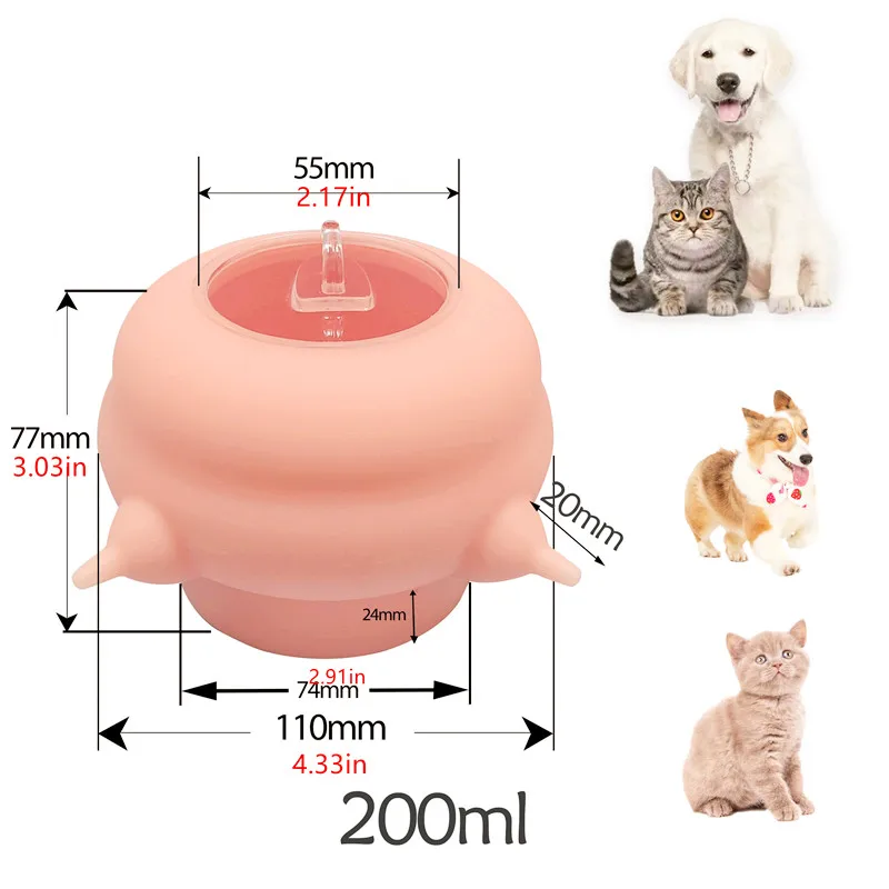 200ml 4 Nipples Improved Pattern Silicone Puppy Nipple Milk Bowl Puppy Bowl  Bubble Milk Bowl for New Born Cat And Dogs