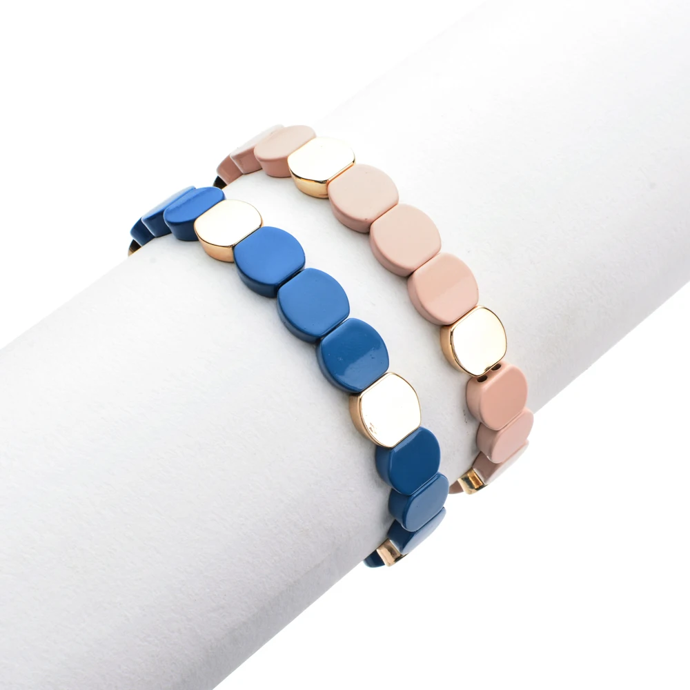 ZMZY Bohemian Geometric Women\'s Beaded Enamel Stretch Bracelet Femme Boho Pulseira Bransoletki Damskie Bracelet Jewelry Gift