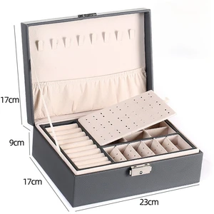 Cajas de joyas de cajas de anillo de caja de joyas de madera de doble capa y empaquetado con organizador de almacenamiento de joyas de cuero PU y estuche de maquillaje 8 Mejor caja de madera de ventas - №3