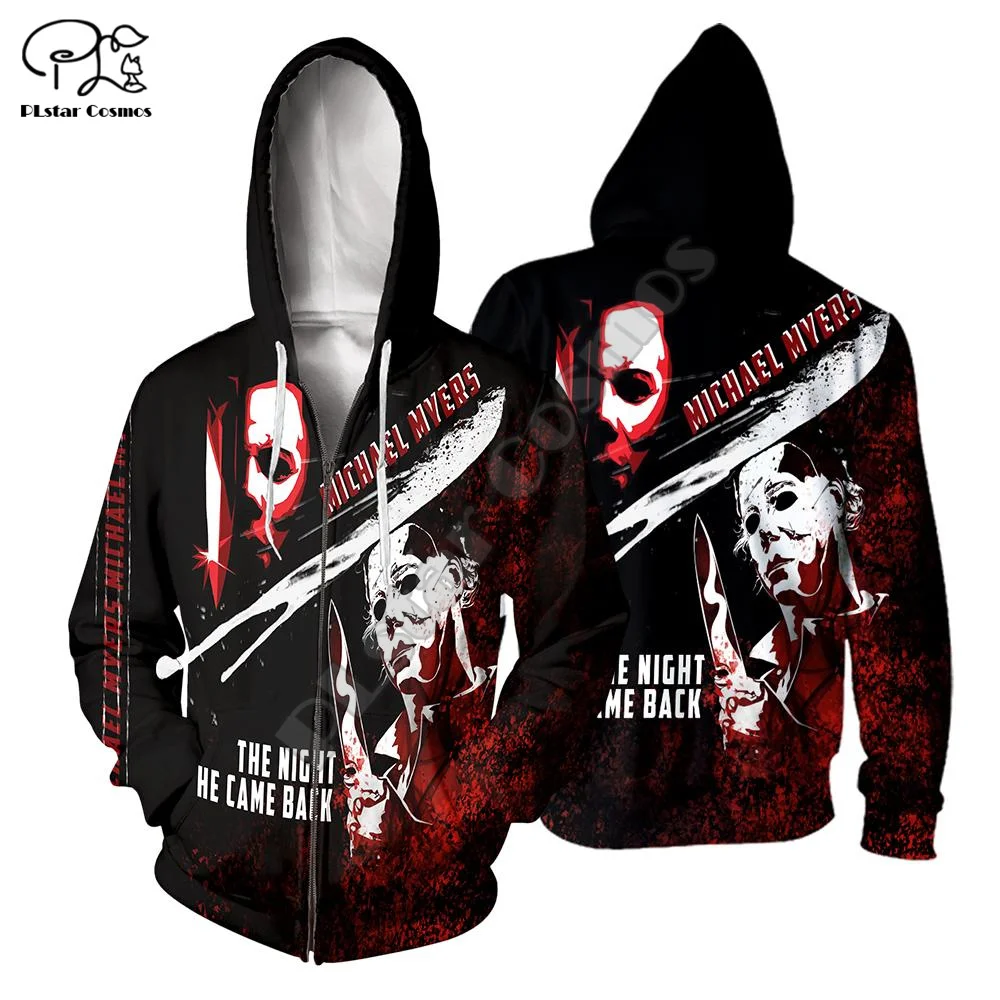 PLstar Cosmos-Sudadera con capucha para hombre y mujer, ropa de calle con estampado colorido de Terror, Michael Myers, película de Halloween, Harajuku, A8