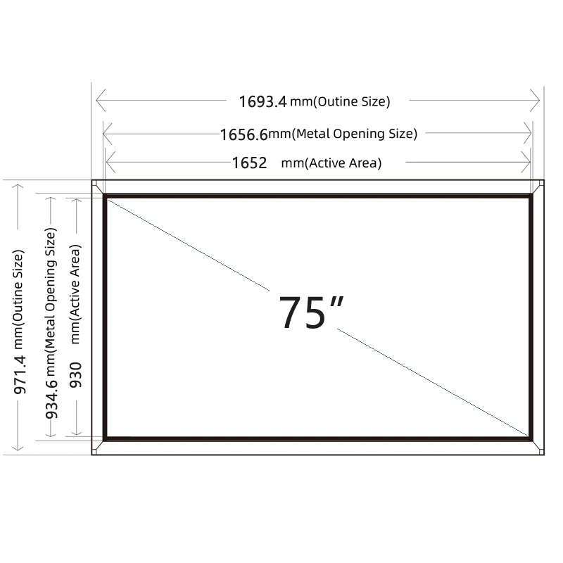 HaiTouchs 75 Inch Multi-Touch 20 Points Infrared Touch Frame, IR Touch Screen Panel, IR Touch Frame Overlay Kits without Glass