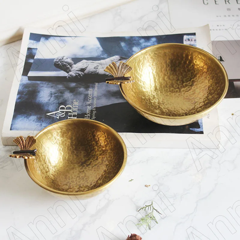 

Manual Brass Storage Tray Retro Dragonfly Decorative Living Room Desktop Fruit Trays European Home Decoration Art Ornaments