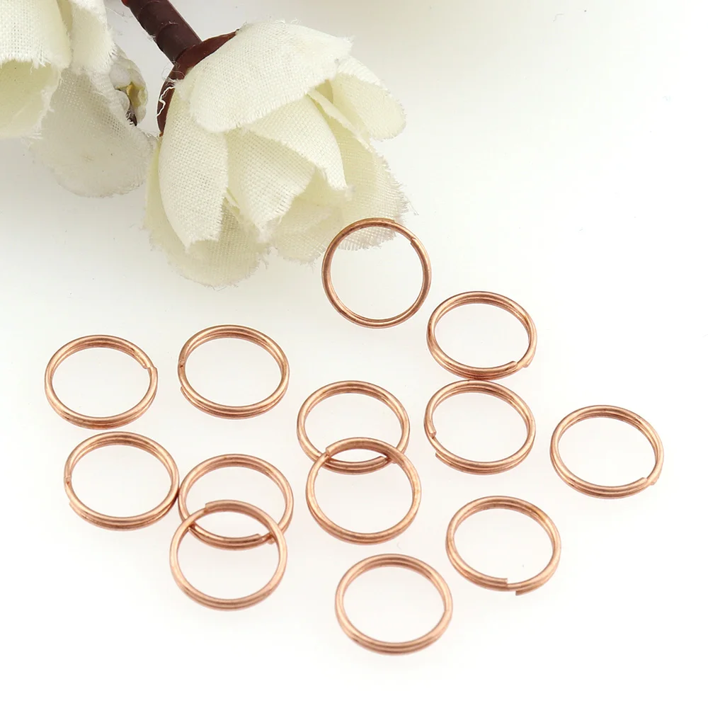 50pcs Rose gold Small Key chain rings Open Jump Rings Double Loops 9mm Split Rings Connectors For Jewelry Making Accessories