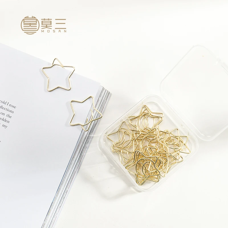 Imagem -03 - Clipes de Papel Decorativos Lua e Forma de Estrela Clipes de Metal Criativos Clipes de Papel Engraçados Moonstar Dourado 30 Pcs