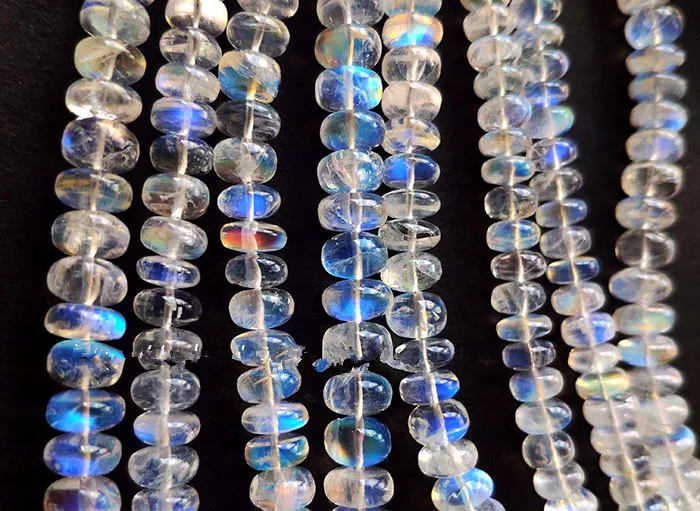 AAA loose beads Moonstone roundel  white rainbow  4-6mm  38CM  for DIY jewelry making FPPJ wholesale beads nature gem stone