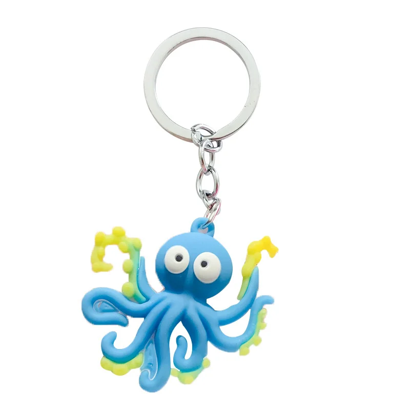 Silicone Cute Simulation Marine Life Marine Fish Octopus Cuttlefish Seahorse Keychain
