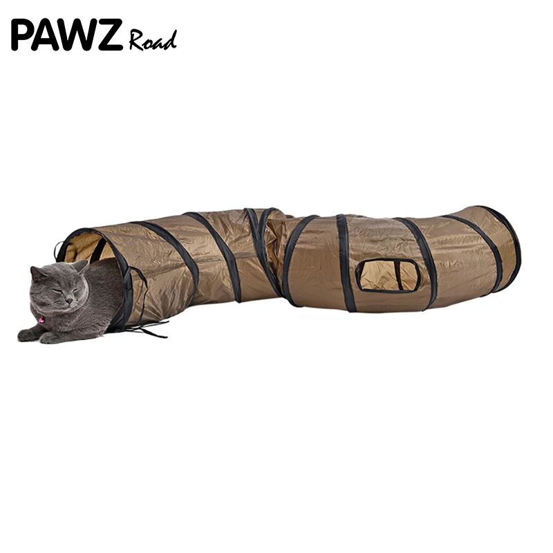 "S" Drôle Pet Tunnel Chat Jouer Tunnel Brun Pliable 1 Trous chat Tunnel Chaton Chat Jouet En Vrac Chat Jouets Lapin Jouer Tunnel