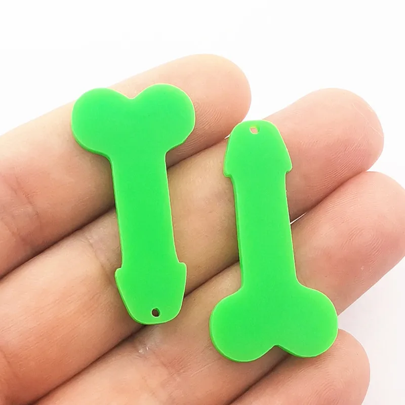 JINDINSP 10pcs 40*20mm Acrylic  Male genital charms Acrylic Pendants for Jewelry Making DIY Jewelry Findings