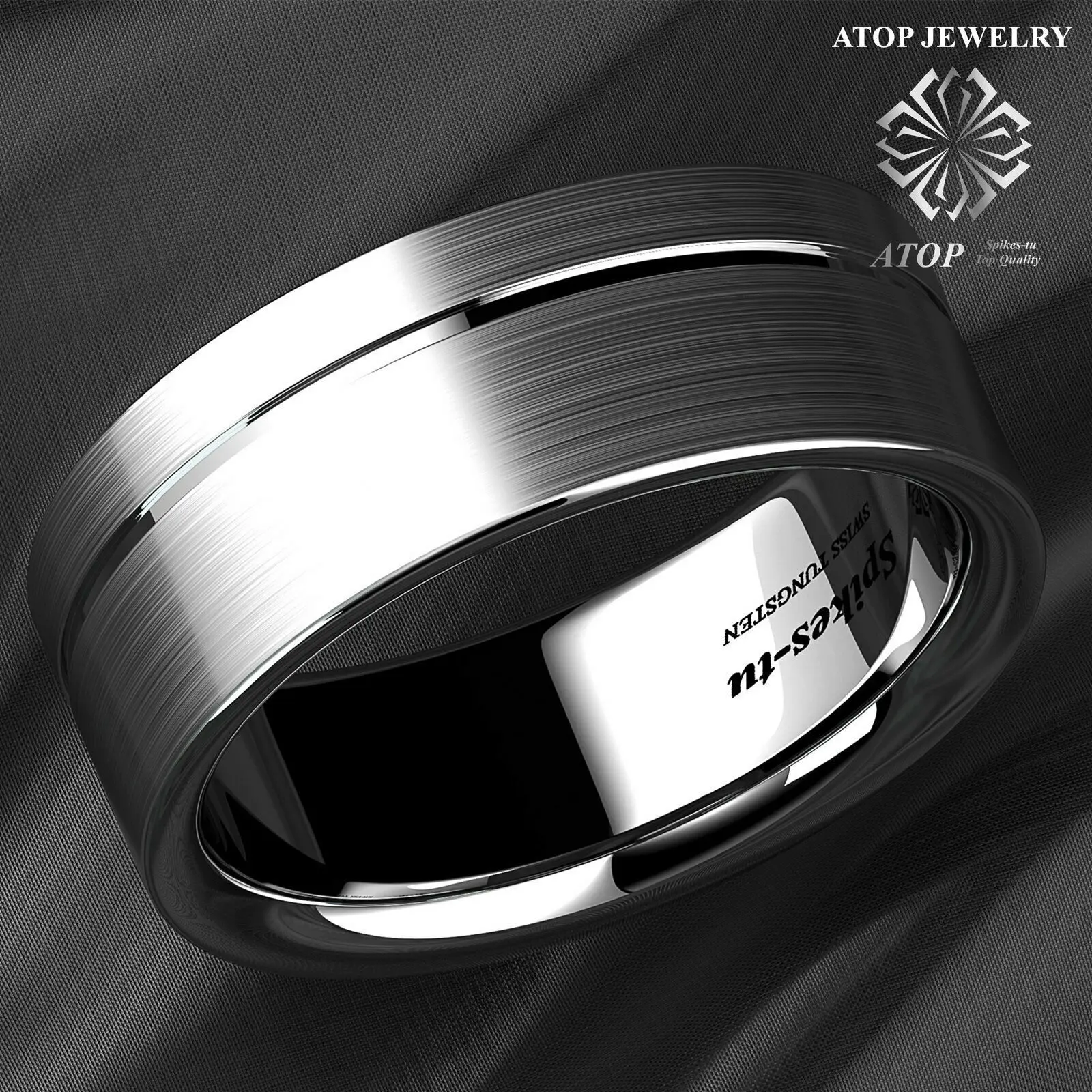 Titanium Color Brushed Tungsten Carbide Ring Stripe Bridal Band ATOP Men Jewelry