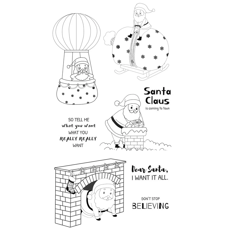 DABOXIBO Santa Claus Climbing A Chimney Clear Stamps Mold For DIY Scrapbooking Cards Making Decorate Crafts 2020 NEW Arrival