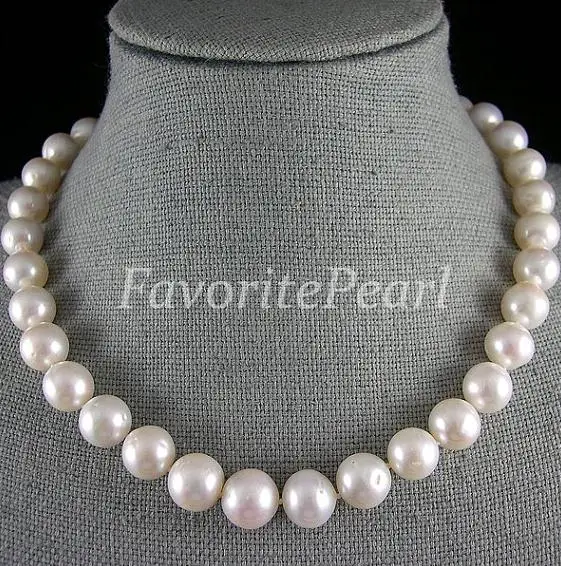 

Favorite Pearl Necklace Huge Size 12-14mm 18 inch White Color Freshwater Pearl Necklace Perfect Fine Jewelry Wedding Women Gift