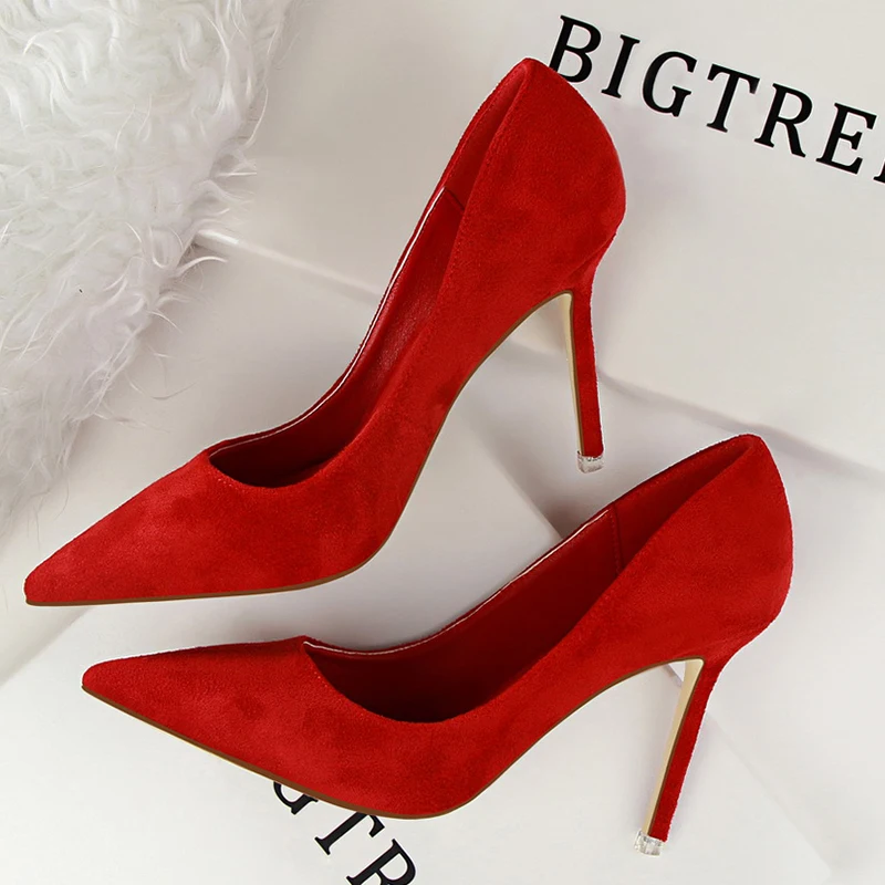 BIGTREE Shoes Woman Pumps Suede Women Shoes Pumps Stiletto High Heels Fashion Office Shoes Female Heeled Shoes Plus Size 42 43