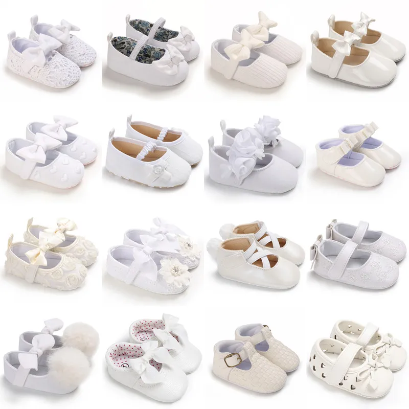 Bé Gái Vải Cotton Retro Mùa Xuân, Mùa Thu Bé Prewalkers Bông Trắng Lễ Rửa Tội Giày Trẻ Sơ Sinh Đế Mềm Đầu Tiên Xe Tập Đi 0-18M