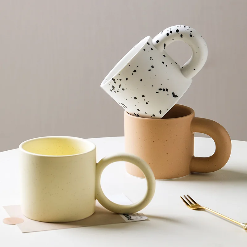 

Large Spray Dot Big Ear Ceramic Mug Coffee Mug Tea Cup Coffee Cup Nordic Hand Pinch Star Solid Color Mugs Coffee Cups Coffeeware