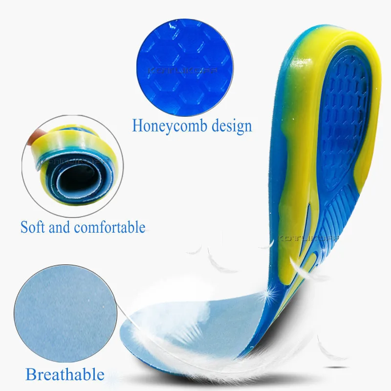 Sport Running Silicone Gel Insoles For Feet Man Women Massaging Shock Absorption Orthopedic Soles Relieve Heel Spur Pain Pad