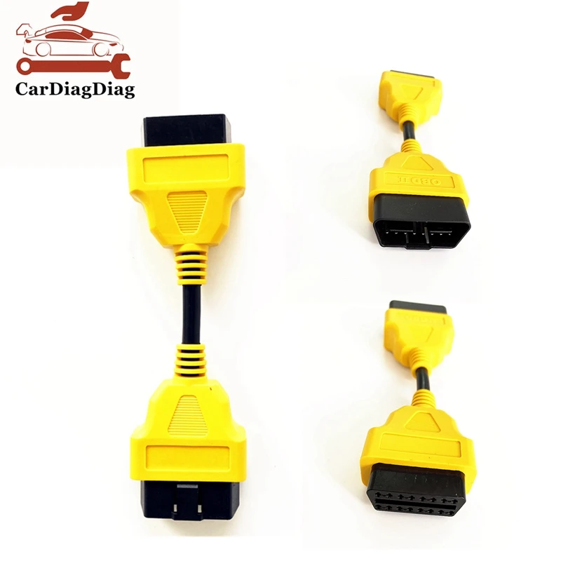 OBD 2 Cable 16Pin Extension Cable Adapter 13cm 16 Pin Male to Female OBD II OBD2 Yellow Extension Cable Connector Adapter