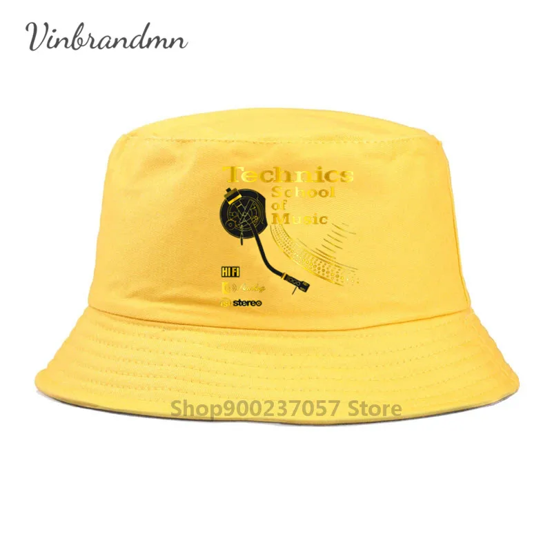 Promotion Pure-Cotton Technics School Of Music Bucket Cap Lowest Price Slogans Gorros Fishing Fisherman Hat