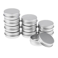 10 Packs 15ml/15g Aluminum Round Tin Jars Cosmetic Empty Screw Lid Cream Containers Lip Balm Cans Flat Top