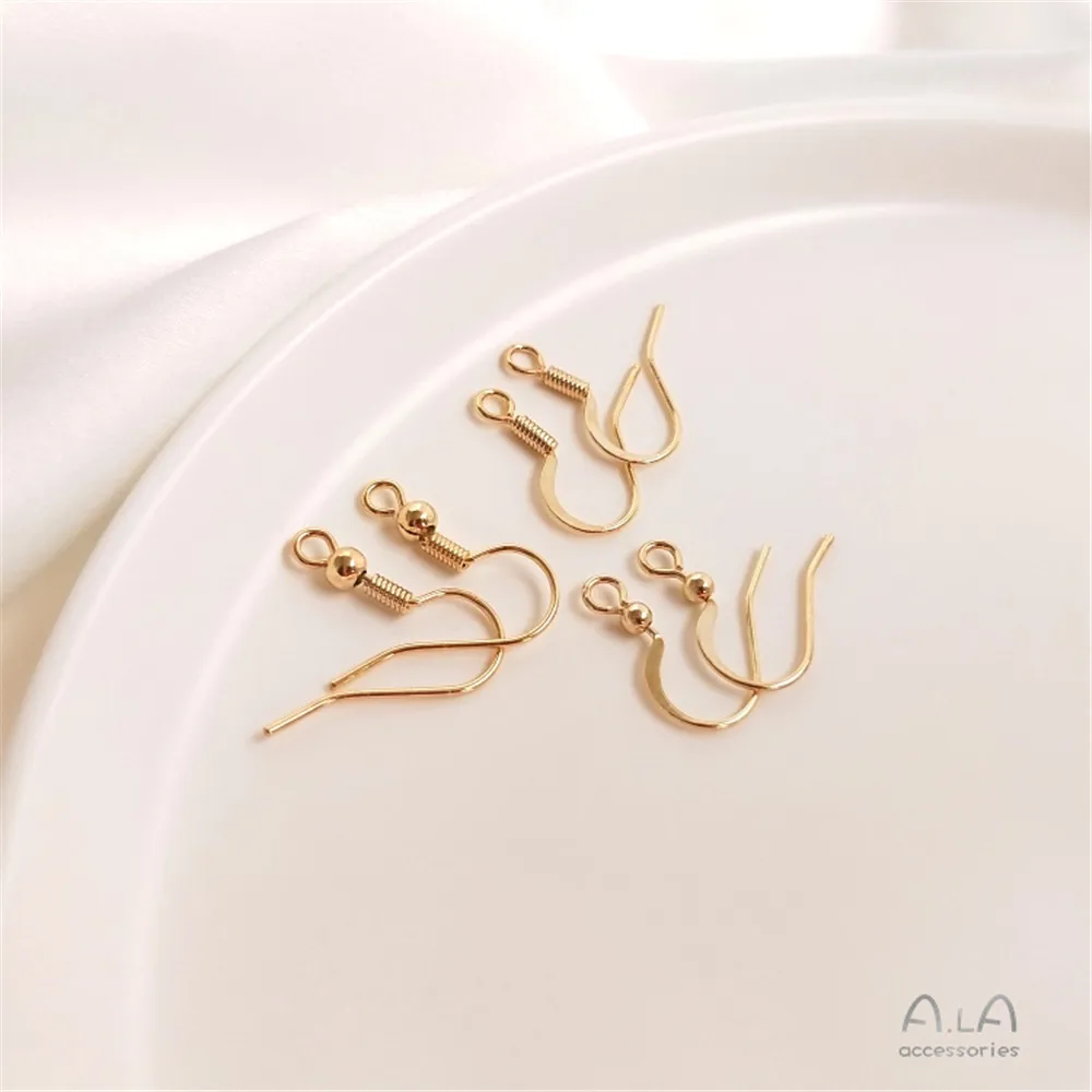 

14K Gold Plated Allergy - resistant flat hook spring with beaded earrings Accessories Hand - made earrings DIY materials