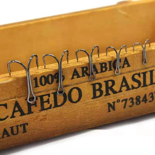 Imagen 2 del producto 10 unids/lote de anzuelos dobles de vástago largo, anzuelos de pesca para atar moscas, anzuelo doble sin malezas para plantilla de señuelo suave, accesorios para aparejos de pesca de carpa y lubina