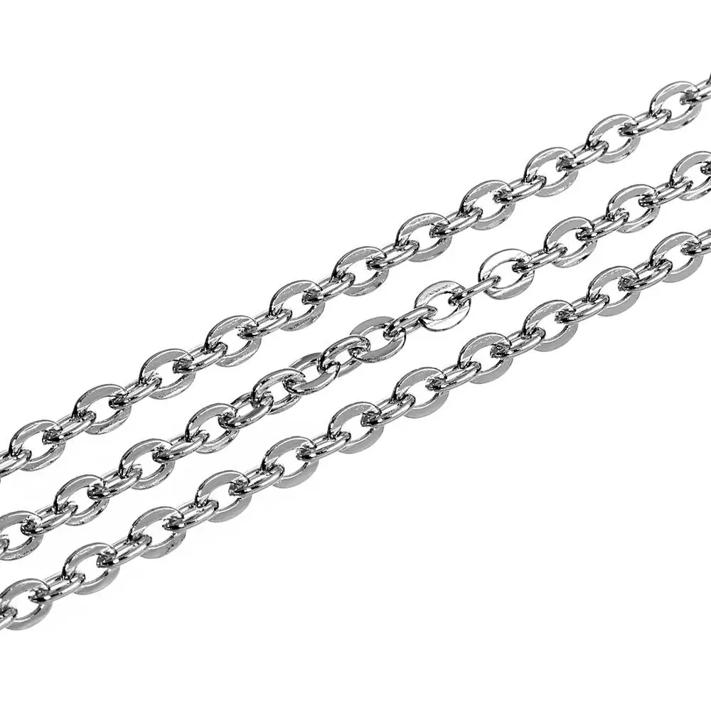 10 metrów 1/1/1/2/2/3/5/7/8mm kolor srebrny stal nierdzewna Metal płaski owal Link Chain na wyroby biżuteryjne DIY ustalenia