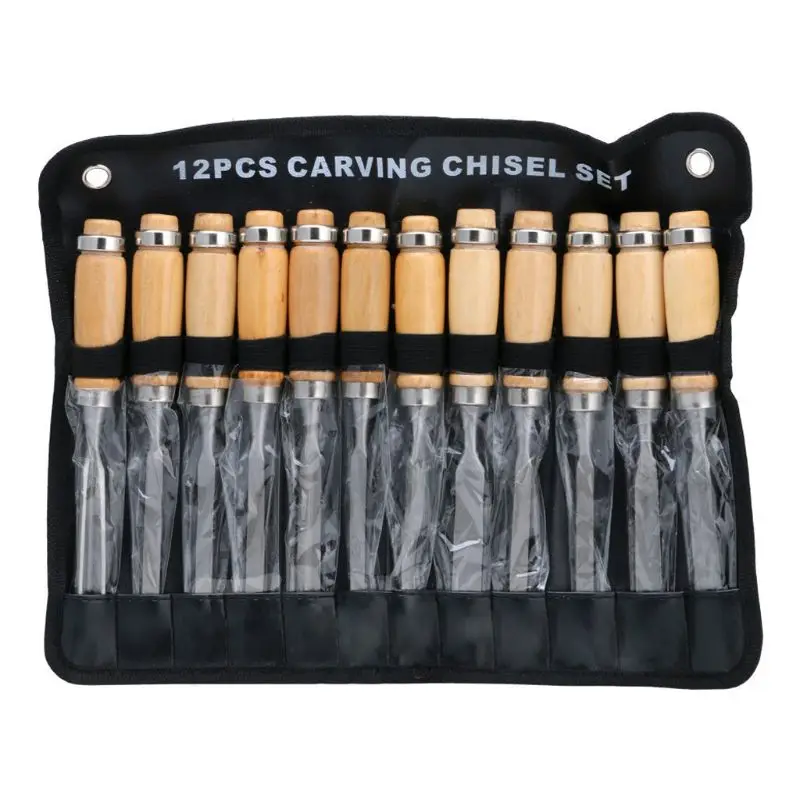 12Pcs Wood Carving Hand Chisel Woodworking Tool Set Woodworkers Gouges