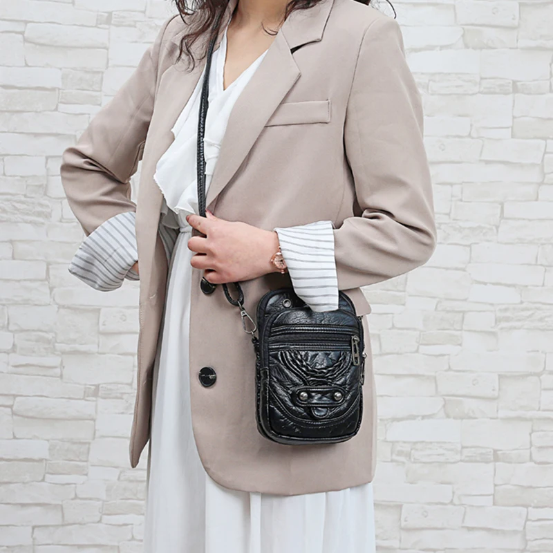 Multifunktion ale weiche pu Leder kleine Umhängetasche für Frauen Vintage Umhängetasche Geldbörse Handy Baga Handtasche Geldbörse – Detail 11
