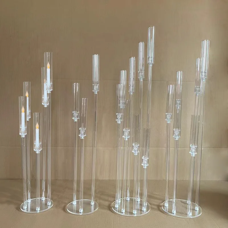 2/3/5/6/10/12pcs  Wedding Decoration Centerpiece Candelabra Clear Candle Holder Acrylic Candlesticks for Weddings Event Party