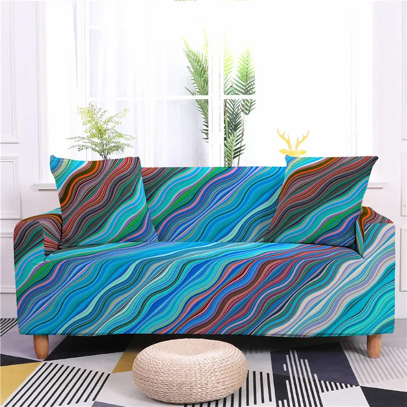 Home Living Luxury 3D Purple Marble Print Sofa Decor Seat Protector Cover Elastic Slipcover Couch Cover 1-4 Seater Sofa Cover