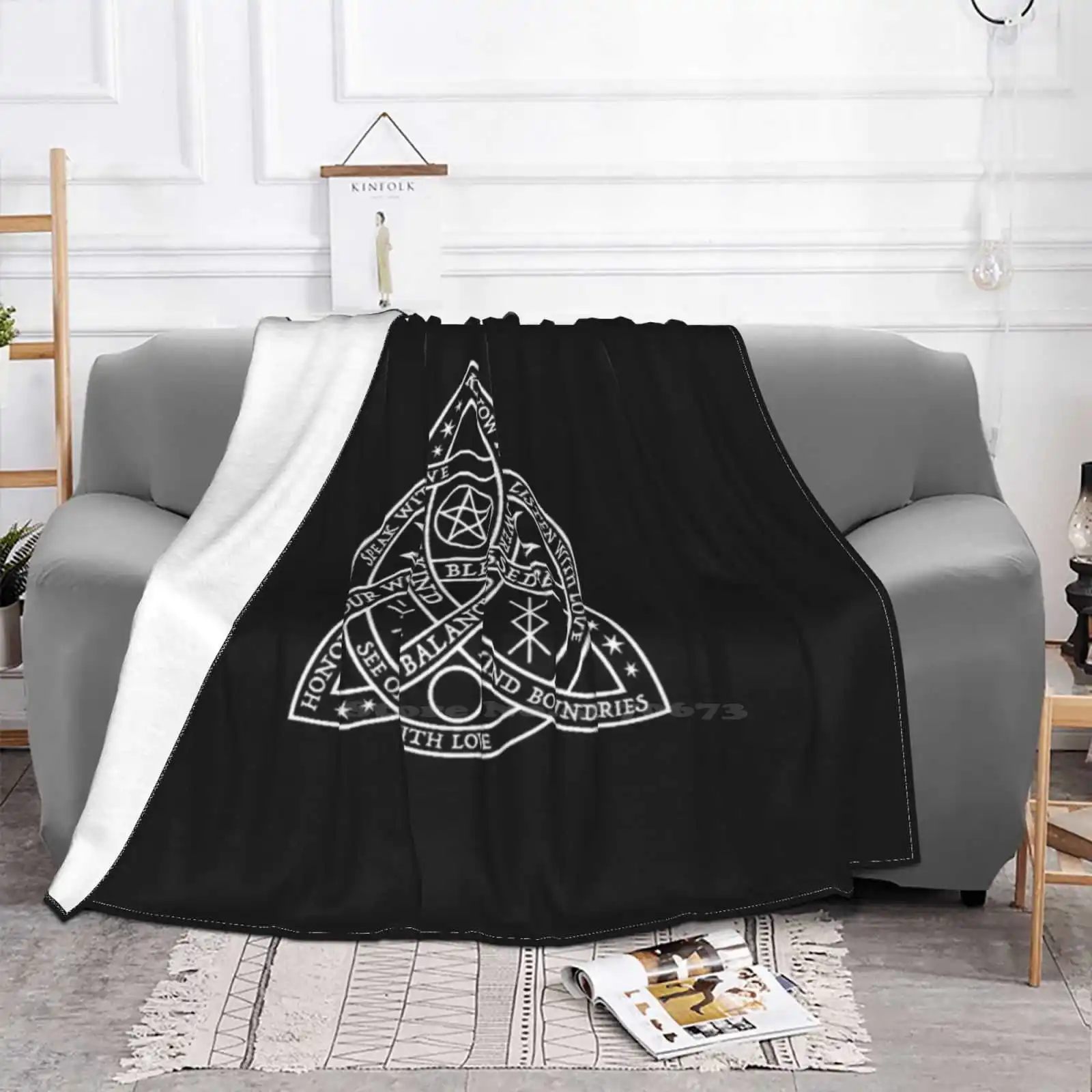 Untitled Best Selling Room Household Flannel Blanket Pagan Crescent Moon Stars Magic Neo Paganism Triple Moon Triple Moon