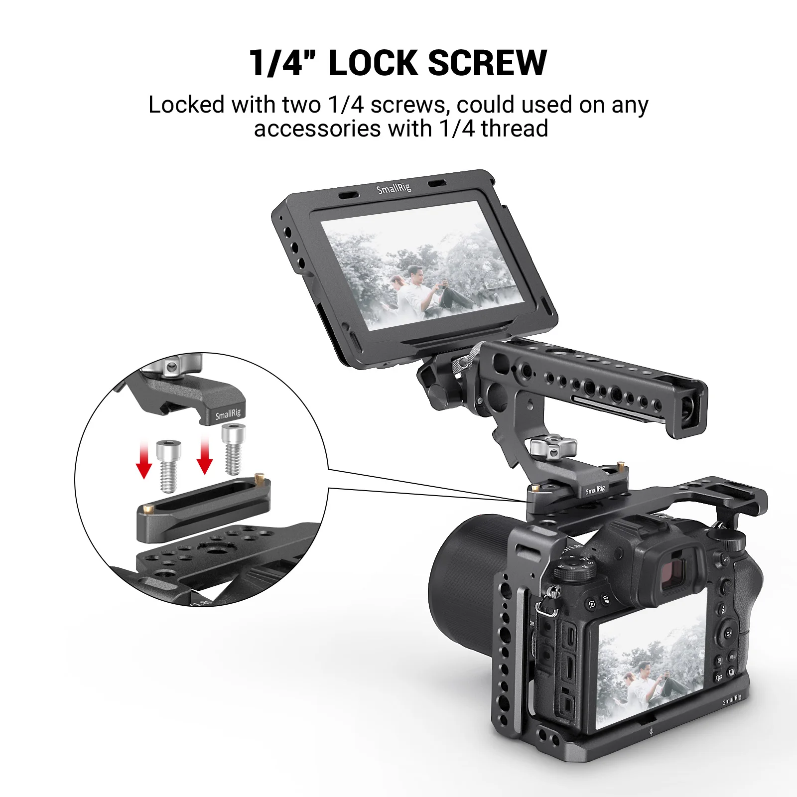 SmallRig Quick Release Safety Nato Rail 70mm Long with Spring Loaded Pins for RED Epic / Scarlet/ Blackmagic Camera-1195