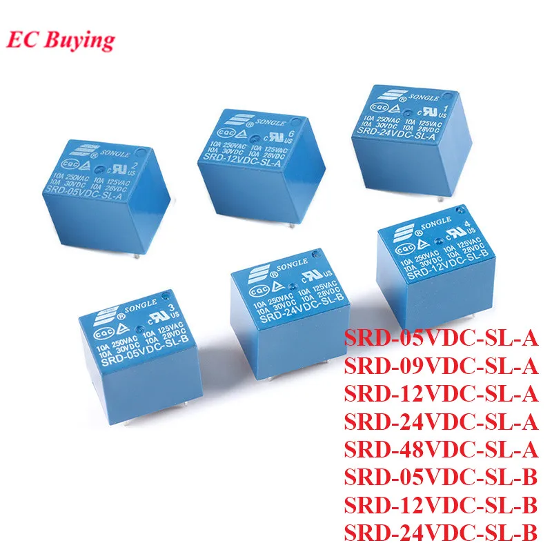 5pcs/lot Relays 10A SRD-05VDC-SL-B SRD-12VDC-SL-B SRD-24VDC-SL-B SRD-05VDC-SL-A SRD-12VDC-SL-A DC 5V 12V 24V 4Pin Power Relais