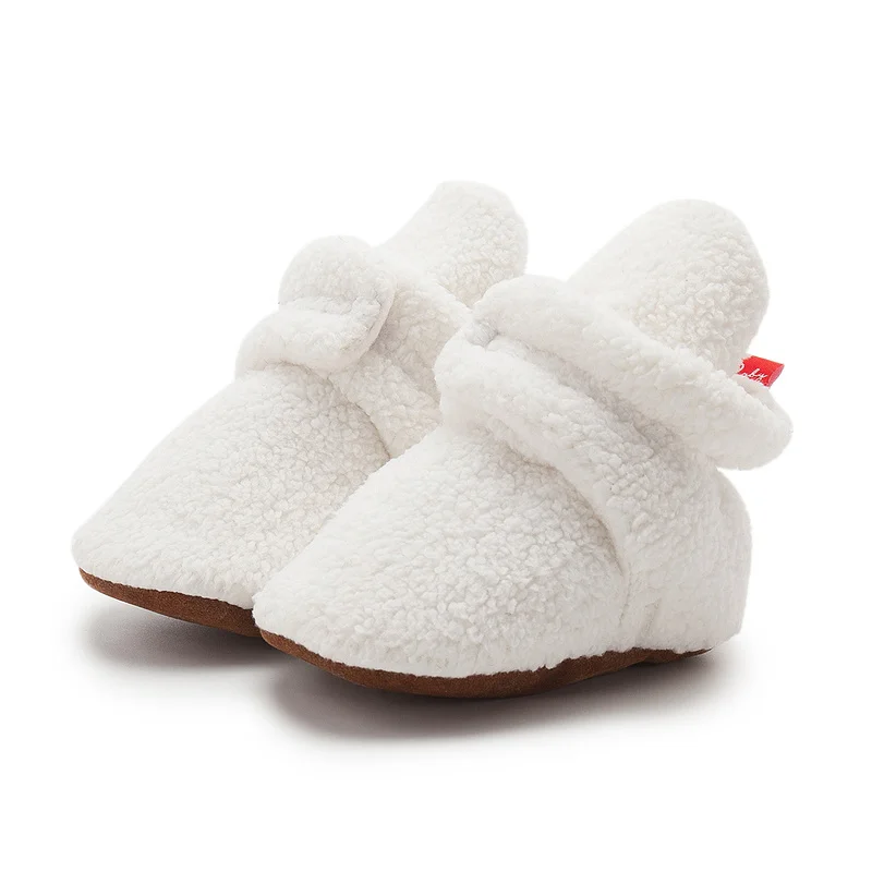 Baby Shoes Fluff Warm Booties Sock Shoes Autumn Winter Cotton 4-color Solid Soft-sole Non-slip Toddler First Walkers Infant