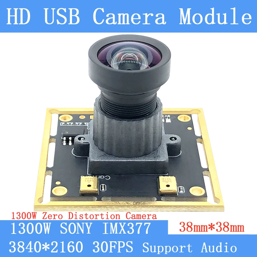 CCTV High Resolution 4K 3840x2880 SONY IMX377 UVC Driver Mini Zero Distortion USB Camera Module Mjpeg 30fps Webcam Support Audio